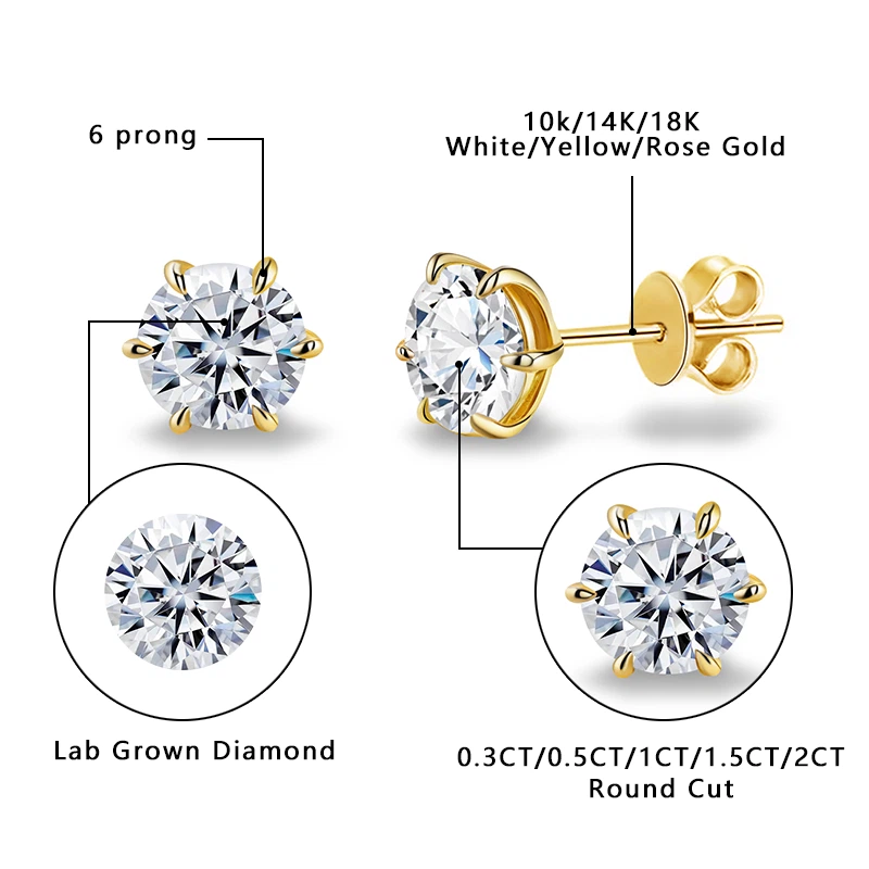 Lab Grown Diamond Earrings 1 Carat